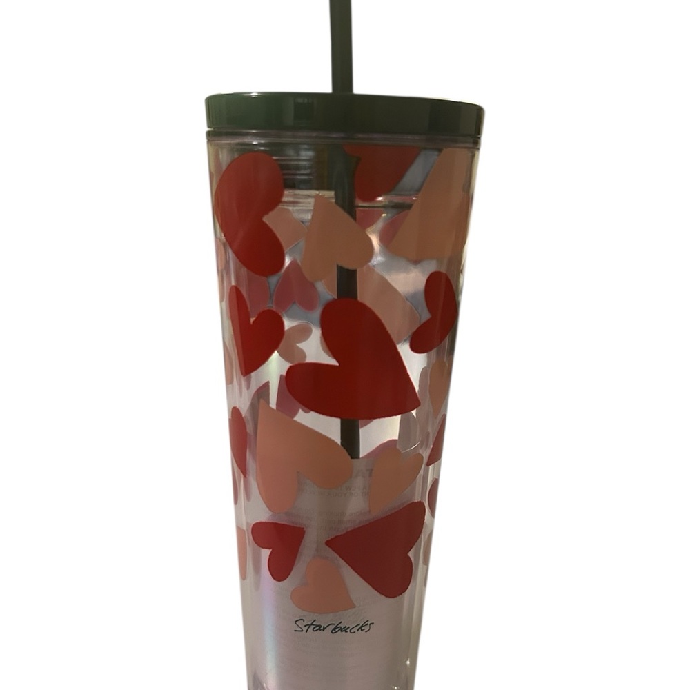 Starbucks Tumbler with Heart Design - Red and Pink